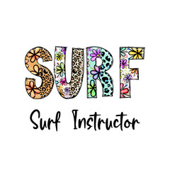 Colorful Surf Instructor Design with Leopard and Floral Patterns