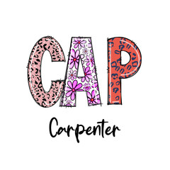 Cute CAP Carpenter Design with Leopard and Flower Patterns