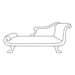 Chaise loungue sofa, Minimalist Line art outline drawing