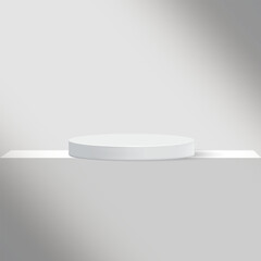 White color Abstract minimal 3D rendered product sale podium background design with shadow overlay and window effect. Social media product sale empty podium design. Backdrop studio background. 