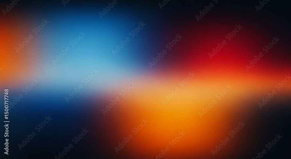 Wall mural modern and artistic blurred color transition from deep blue to bright red and orange, creating a dyn