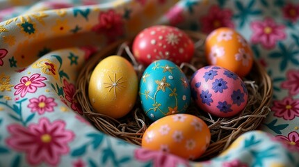 Fototapeta premium easter eggs in a basket