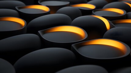 Abstract design of dark shapes with inner light.