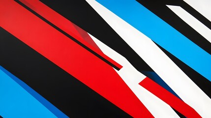 Colorful diagonal stripes create a dynamic pattern.