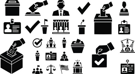 Fototapeta premium election campaign icon, democratic symbol, vote sticker icon, civic duty icons