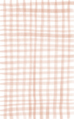 Background with hand painted terracota orange plaid check watercolor stripes. Rough shapes for summer, italian design, menu, web, banners
