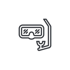 Diving snorkel line icon