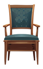 Wooden Armchair with Blue Upholstery