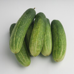 Cucumbers on white background