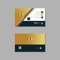 Fototapeta premium Golden and Black color, Modern and Luxury business card, Vector illustration, Clean Business Card Template.