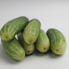 Cucumbers on white background