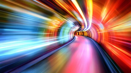 Vibrant tunnel of light streaks.