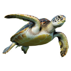 Realistic Sea Turtle Isolated on White Background