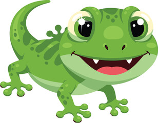 Obraz premium a cute green cartoon gecko, digital art, highly detailed, realistic, intricate, 4k, photorealistic 