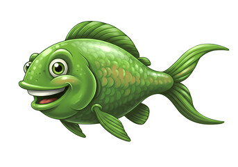 Cute Green Fish Cartoon Images Illustrations Graphics isolated on transparent background