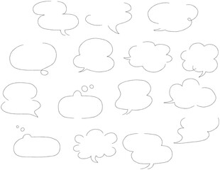 シンプルな手描きの吹き出しのイラストセット