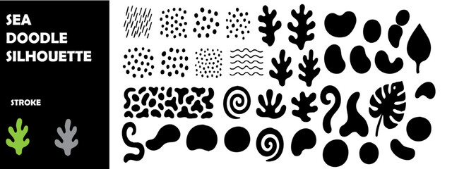 Sea Resources Silhouette Vector Set – Marine Elements and Ocean Life Icons
