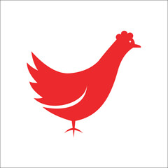 animals chicken logo vector template red color designs flat