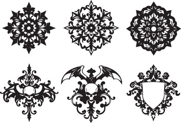 A set of elements, symbols, ornaments, mandalas. Hand drawn vector illustration