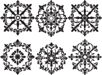 A set of elements, symbols, ornaments, mandalas. Hand drawn vector illustration