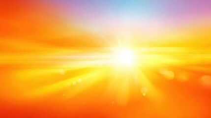 Naklejka premium A bright sunburst radiates warm orange, yellow, and gold hues, creating a vibrant, energetic, and uplifting atmosphere.