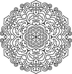 Ornate Swirling Italianate Mandala Design Perfect for Intricate Coloring Pages and Elegant Decorative Art Projects