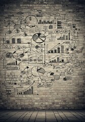 Photo of a Brick Wall with Black Diagrams Conceptual Illustration