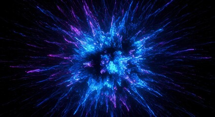 Obraz premium Abstract Blue and Purple Energy Burst - Vibrant blue and purple energy explodes outwards, creating a dynamic and visually stunning abstract . Perfect for backgrounds or design elements