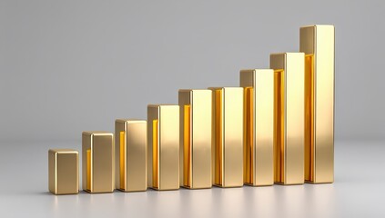 Golden bar chart symbolizes growth and success.