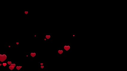Happy Valentines day Red hearts frame flying on black screen animation. 4K Social media Live style animated heart on black screen. Social media love icon isolated on black chroma key screen. - Powered by Adobe