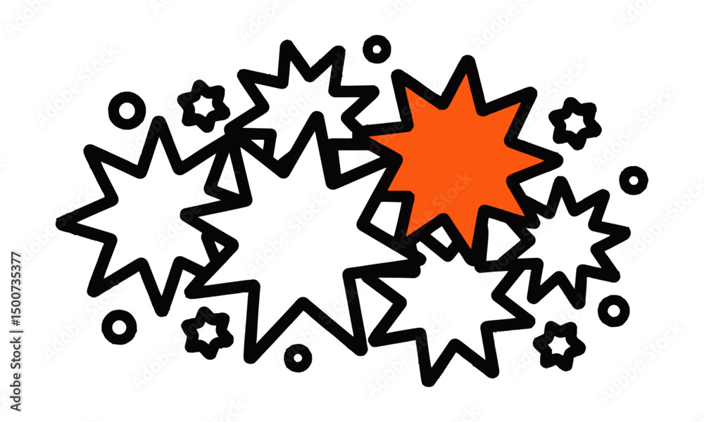 Fototapete modern vector-style illustration of abstract starburst and spark shapes, easily scalable and editabl