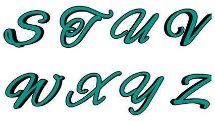 Teal Cursive Alphabet Letters against, Abc letters, Abc, Illustration