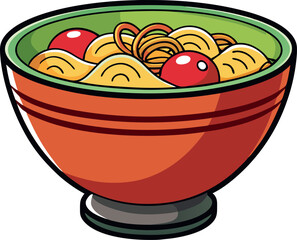  Tasty Spaghetti Pasta Dish with Juicy Tomatoes and Golden Noodles - Delicious Italian Cuisine Illustration for Food Lovers