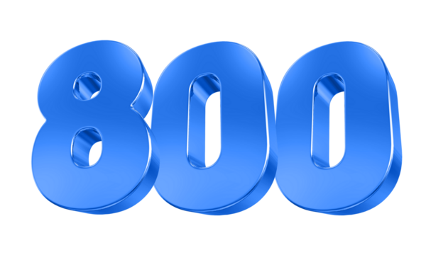 3D Blue Number 800