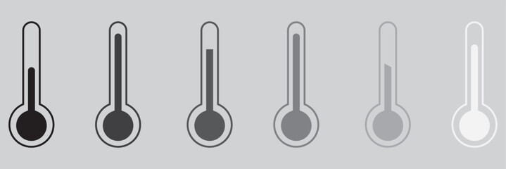 Thermometer icon. Temperature thermometer icon collection. Weather thermometer icon or sign. Stock vector