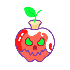 Magical Poison Apple icon ,  cursed fruit witch apple
 Fairytale Style Vector

