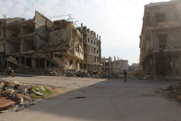The aftermath of the war in Aleppo Syria which it part has been also affected during the Russia and Ukraine war