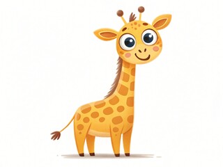 Fototapeta premium Adorable Cartoon Baby Giraffe Illustration Cute African Animal Childrens Book Safari Theme