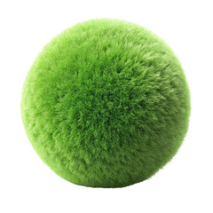 Fluffy Green Fabric Sphere, Soft Textured Round Plush Ball isolated on transparent white background, clipping path