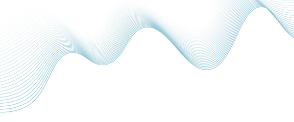 Abstract blue smooth waves on white background.Vector illustration.