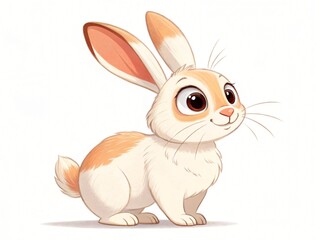 Obraz premium Adorable Cartoon Bunny Rabbit Cute Cream and Orange Fur Happy Expression White Background