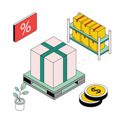 Parcel Packaging  Isometric Style Illustration. EPS 10 FIle