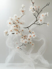 elegant ikebana arrangement, which is a traditional Japanese art form of flower arranging. 