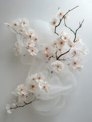 elegant ikebana arrangement, which is a traditional Japanese art form of flower arranging. 