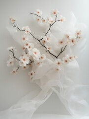 elegant ikebana arrangement, which is a traditional Japanese art form of flower arranging. 