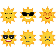 Sunny Emotion Icons Perfect for Summer Vibes and Fun Activities