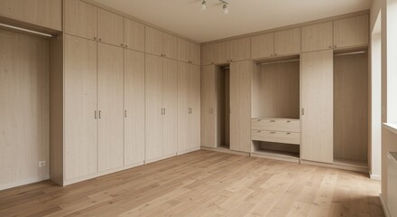 Fototapeta premium Photo of a Modern Wooden Interior Room with Natural Light Empty Design