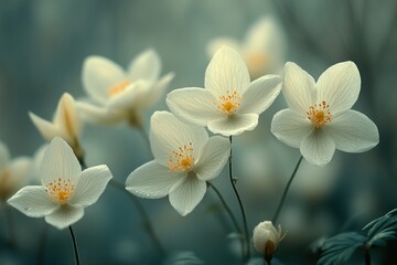 Obraz premium Delicate white flowers in soft focus