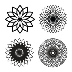 Set of abstract floral flower circular  mandala vector design. 