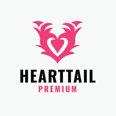 Elegant Heart Shape with Tail and Arrow Concept Logo